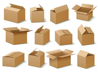 打开和关闭纸箱矢量集布朗箱子收藏,纸板容器和条板箱例证打开和关闭